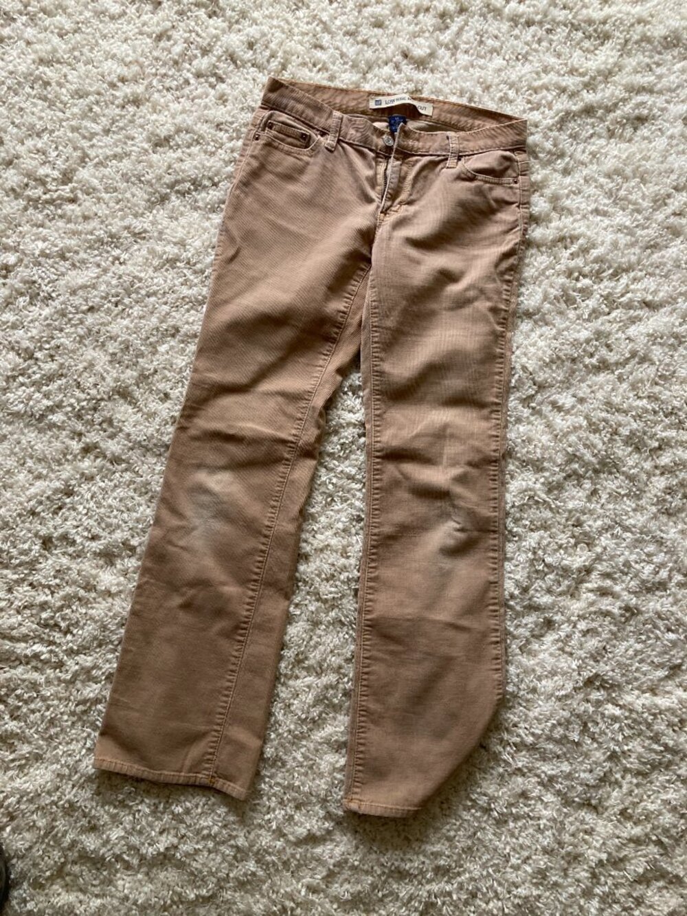 Gap Y2K Low Rise Boot cut Tan Cords Corduroy Pants Size 4R